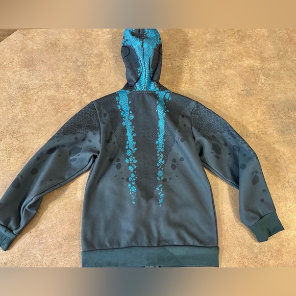 Jurassic Park - Black Dinosaur Full Zip Hoodie with Blue Accents, Boys Size XS - Picture 5 of 5